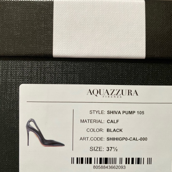 NWT Aquazurra 105 Shiva black leather pump 37.5 🍍 - Picture 6 of 9